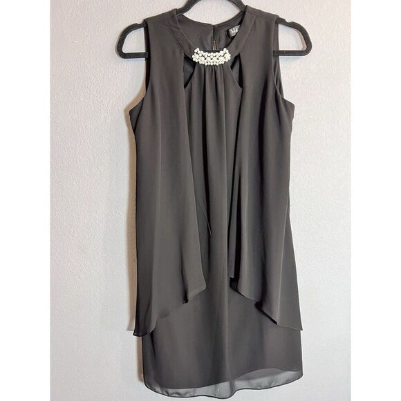 SL Fashions Sleeveless‎ Party Dress Black With Pearl Accents  Size 6 SLNY - Picture 1 of 11